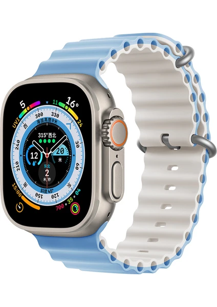 Apple Watch Uyumlu 42 mm 44 mm 45 mm 49 mm Kordon 1/2/3/4/5/6/se/7/8/ Watch Ultra Çift Renk Ocean Kordon