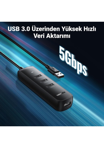 USB 3.0 4-Port Hub 0.25m (Black) - 10915