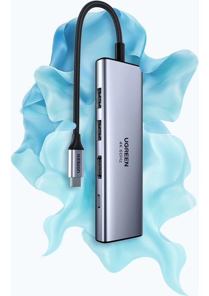 Type-C To 4K 60Hz HDMI Sd Tf Karf Okuyucu 3 Portlu USB Hub Çoklayıcı Adaptör