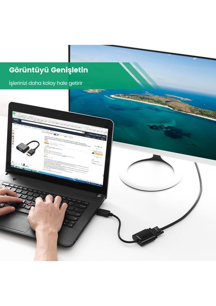 Displayport Erkek To VGA Dişi Görüntü Dönüştürücü Siyah