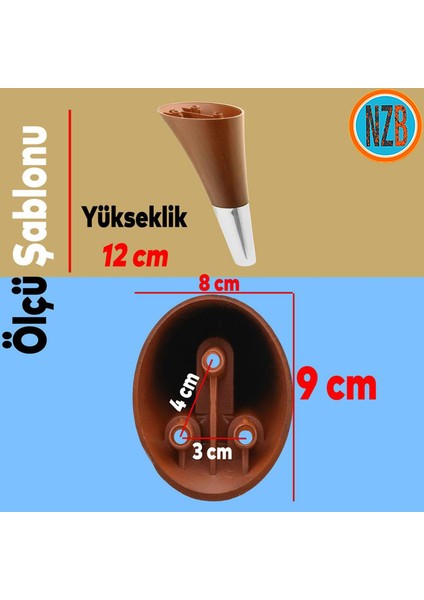 Mobilya Kanepe Yatak Sehpa Tv Ünitesi Baza Koltuk Ayağı Kahverengi Krom Renk 12 cm Ayak