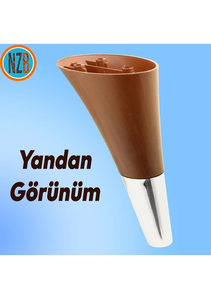 Mobilya Kanepe Yatak Sehpa Tv Ünitesi Baza Koltuk Ayağı Kahverengi Krom Renk 12 cm Ayak