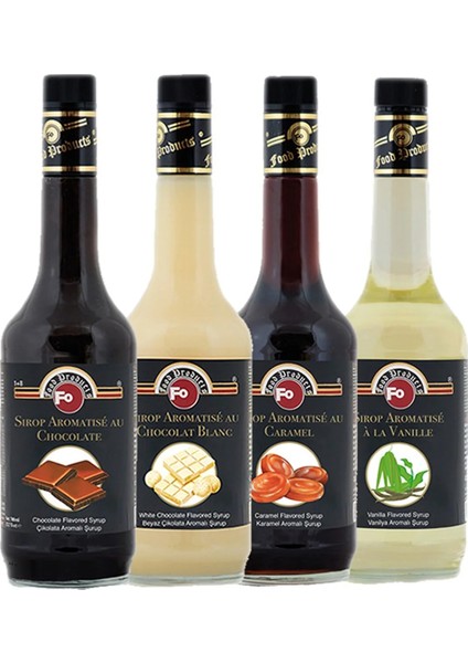 4'lü Avantaj Şurup Paketi Çikolata - Beyaz Çikolata - Karamel -Vanilya 700 ml