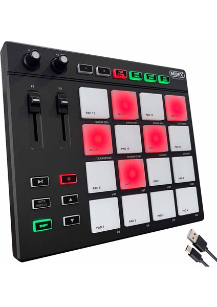 Pad Controller-16 Launchpad Midi Pad Controller (48 Adet Pad Bankası)