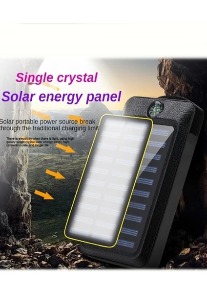 Solar Güneş Enerjili Powerbank Kamp Feneri Acil Durum Feneri 20.000 Mah 20 LED 4 Mod