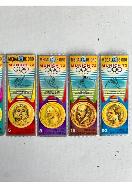 Ekvator Ginesi Munih 72 Olimpiyatları Madalya Pulu Lotu 7 Adet indirimleri