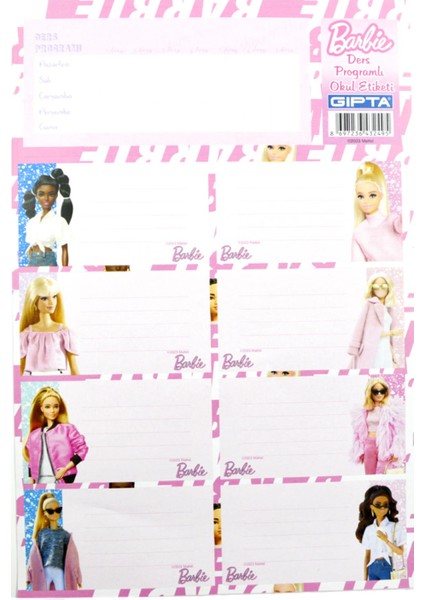 Barbie 16X24 Ders Programlı Okul Etiketi 3 Yaprak KOD:5460 fiyatları