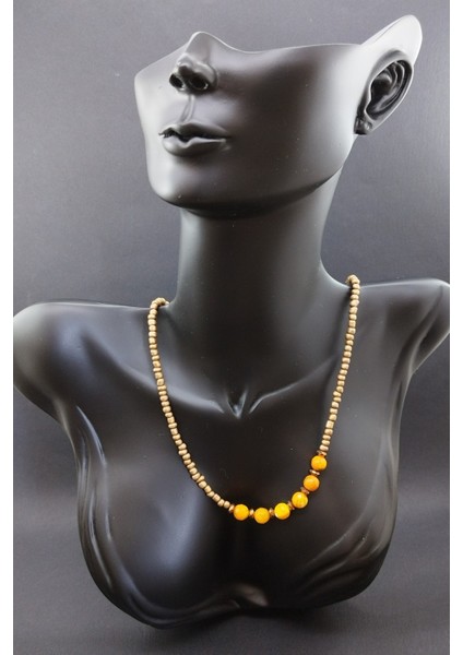 Sarı Akik Taşı Doğal Taş Kolye