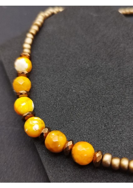 Sarı Akik Taşı Doğal Taş Kolye fırsatları