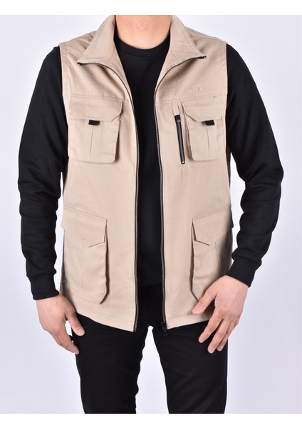 2023-812 Mevsimlik Avcı Yelek/bej/2xl