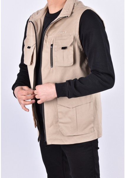 2023-812 Mevsimlik Avcı Yelek/bej/2xl