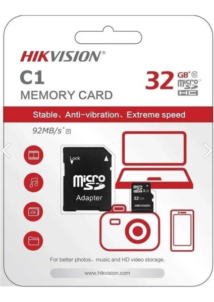 Hıkvısıon C1 Hafıza Kartı 92 Mb/s 32GB Micro Sd Hc1 V10