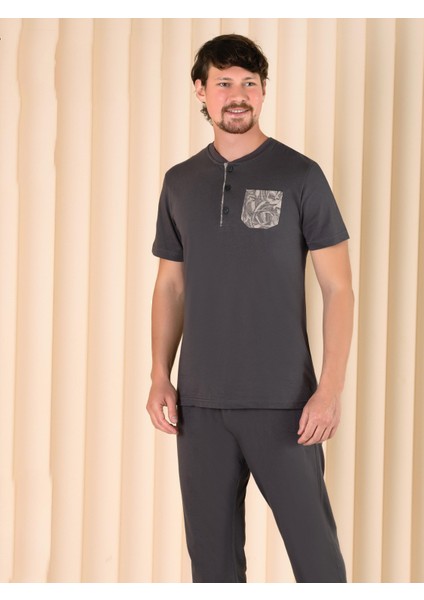 Over Sleep 221 Erkek Pamuk Kısa Kol Pijama Takım