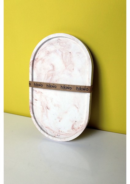 Mermer Desenli Büyük Boy Dekoratif Sunum Tepsisi - Kahve