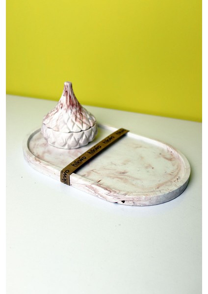 Mermer Desenli Büyük Boy Dekoratif Sunum Tepsisi - Kahve modelleri