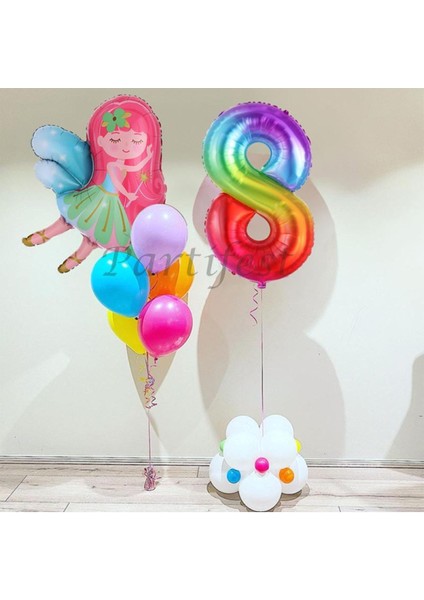 Peri Kızı Balon Set Peri Kızı Folyo Balon Set Konsept Doğum Günü Set Yaş Balon