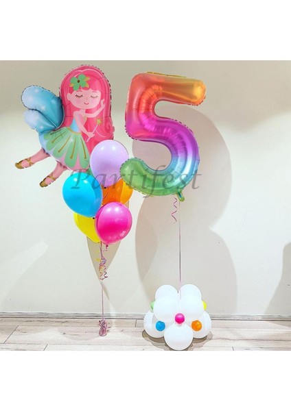 Peri Kızı Balon Set Peri Kızı Folyo Balon Set Konsept Doğum Günü Set Yaş Balon