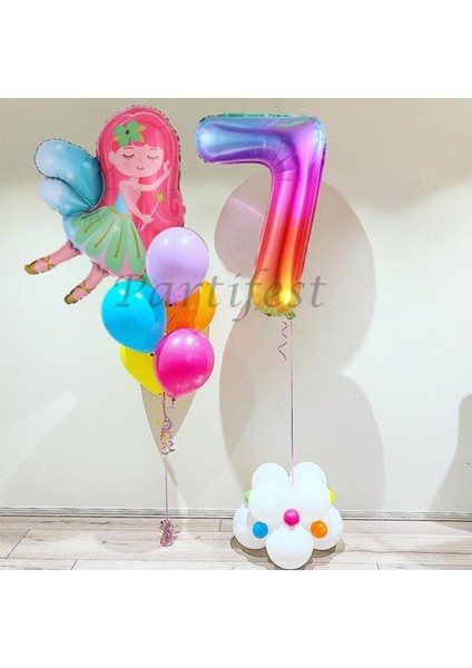 Peri Kızı Balon Set Peri Kızı Folyo Balon Set Konsept Doğum Günü Set Yaş Balon