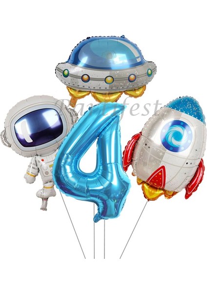 Uzay Kozmik Galaksi Astronot Roket Balon Set Yıldız Balon Folyo Set Konsept Doğum Günü Set Yaş Balon