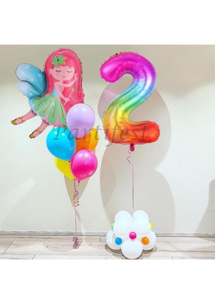 Peri Kızı Balon Set Peri Kızı Folyo Balon Set Konsept Doğum Günü Set Yaş Balon