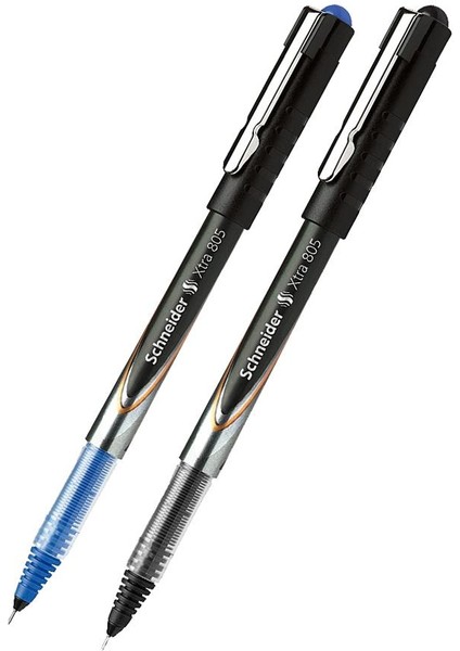 Scheider Siyah Mavi Pilot Kalem Iğne Uçlu 0.5 mm Xtra 805 1 Adet Mavi Siyah Mürekkepli Pillot Roller Kalem 0,5 mm