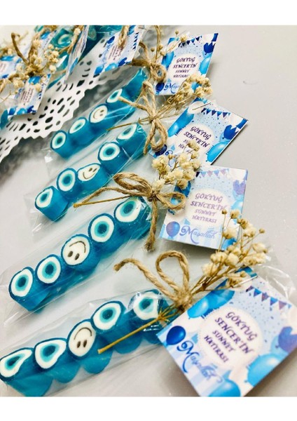 Mavi Nazar Temalı Doğum Günü, Babyshower, Düğün, Sünnet, Mevlüt, Yaş Günü Şekeri 10 Adet
