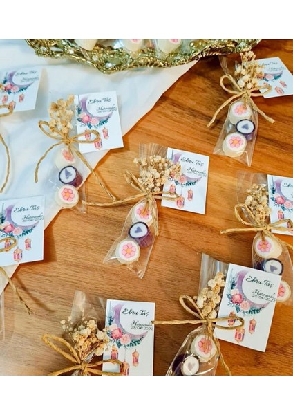 3'lü Pembe Çiçek Temalı Doğum Günü, Babyshower, Düğün, Sünnet, Mevlüt, Yaş Günü Şekeri 10 Adet