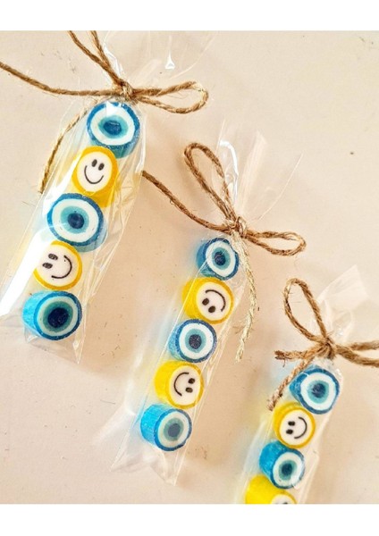 Sarı Mavi Desenli Doğum Günü Baby Shower Parmak Şeker 50 Adet