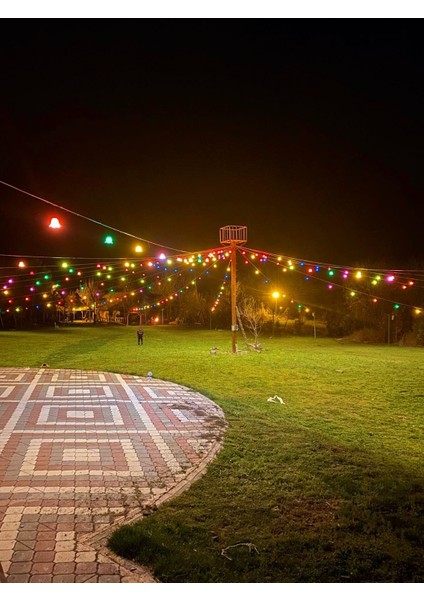 LED Dekoratif Renkli Ağaç Feneri 10'lu + Ampul + Kablo + Izole Bant Su Geçirmez