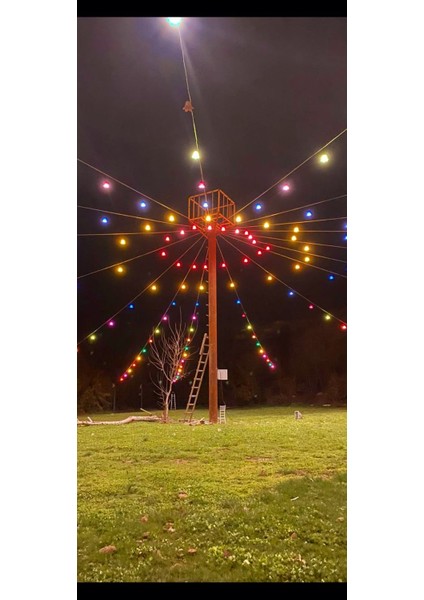 LED Dekoratif Renkli Ağaç Feneri 10'lu + Ampul + Kablo + Izole Bant Su Geçirmez
