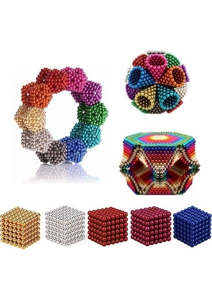 Renkli Manyetik Mıknatıs Toplar 5mm 216 Adet Neocube Neo Cube Küp Neodymium