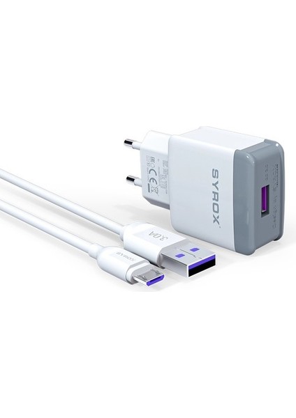 Ssm_ Hiking A1 Uyumlu Mikro USB Girişli 3.0 Amper Adaptör+Kablo Şarj Aleti -Q30