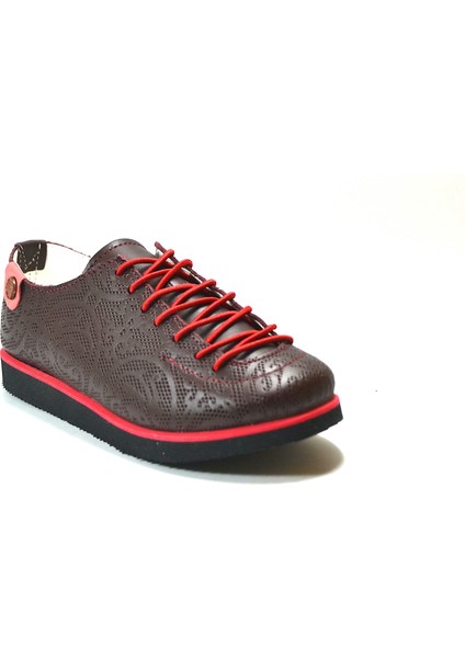 211 Deri Bordo Lastik Bağ Casual Kız Çocuk Ayakkabı fırsatları