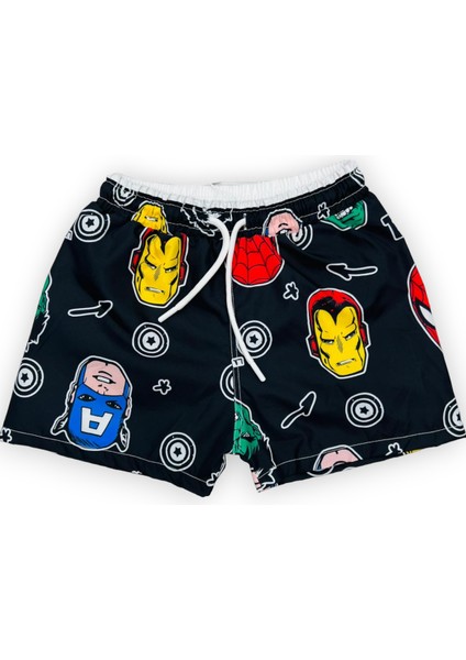 Erkek Çocuk Paraşüt Kumaş Çeşitli Desenler Sevilen Karakterler Baskılı Fileli Şort Mayo Yeni Sezon
