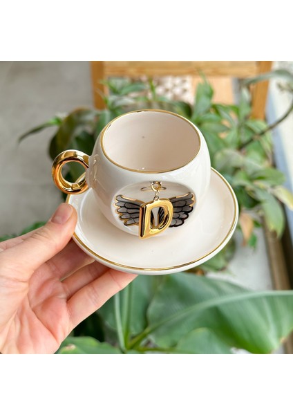 Harfli Melek Kahve Fincanı Siyah D Harfi fiyatları