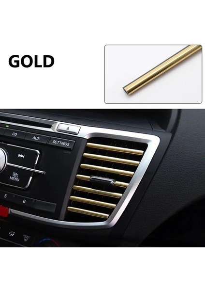 Araç Içi Klima Izgara Hava Çıkış Dekoratif Şerit Klima Şerit Gold 10 Ad