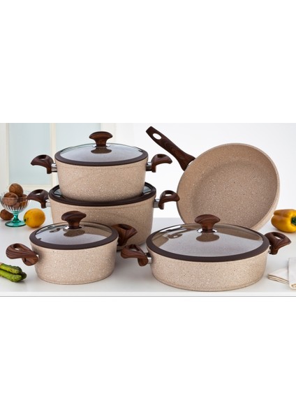 Casa Milano 9 Parça Granit Brownstone Tencere Seti