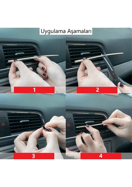 Araçiçi Klima Izgara Hava Çıkış Dekoratif Klima Şerit Karbon Siyah 10 Ad