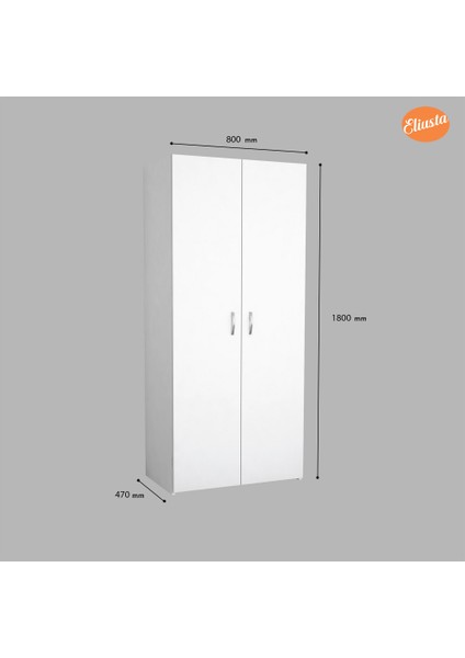 Ofis Dolabı Banyo Dolabı Gardırop 2 Kapaklı Gardolap Yatak Odası Dolabı Raflı Askılıklı
