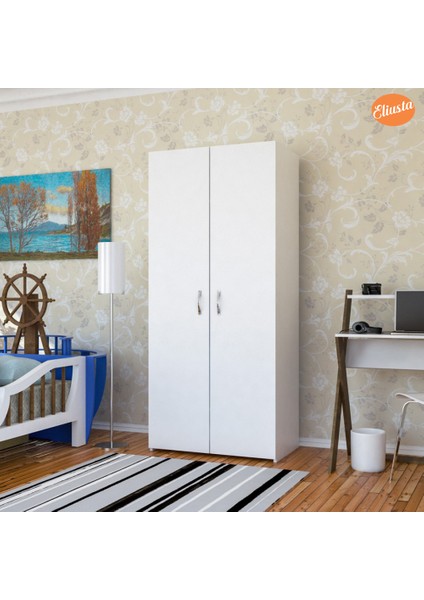 Ofis Dolabı Banyo Dolabı Gardırop 2 Kapaklı Gardolap Yatak Odası Dolabı Raflı Askılıklı