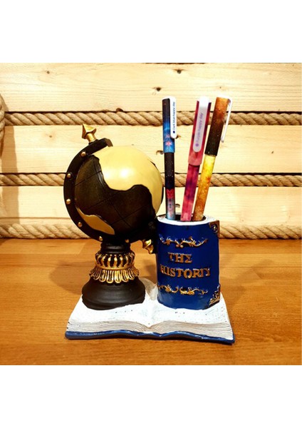 Dünya Küre Masa Üstü Kalemlik Biblo