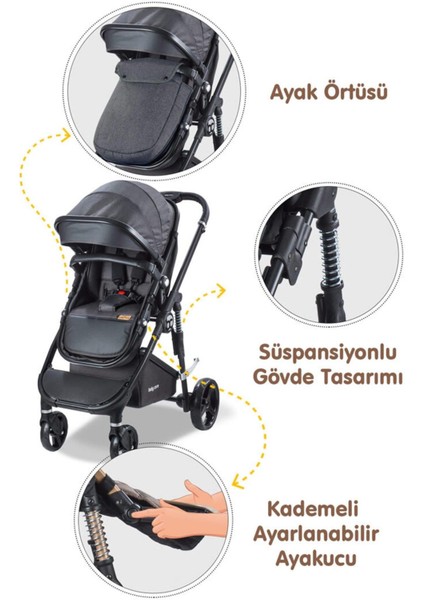 Baby Care Bc 420 Colarado Cross Travel Sistem Bebek Arabası Siyah