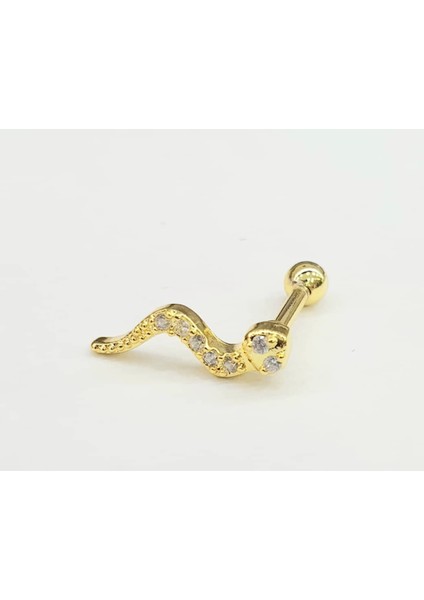 Çelik Yılan Figürü Kıkırdak Helix Tragus Piercing (1ADET)