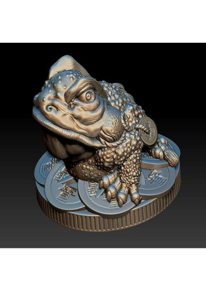 Para Kurbağası - Jin Chan - Heykelciği - 2019 Plastik Aparat