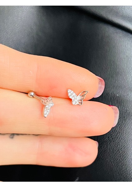 Çelik Kelebek Figürlü Kıkırdak Tragus Helix Piercing (1ADET)