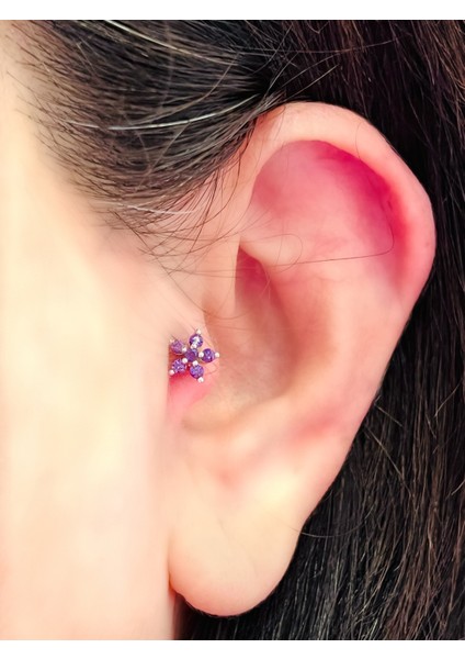 Çelik Ametis Taşlı Kıkırdak Helix Tragus Piercing (1ADET)