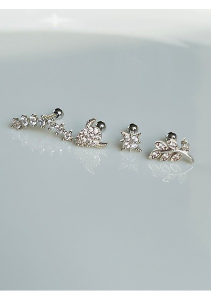 Çelik Kıkırdak Helix Tragus Piercing (4 Adet )