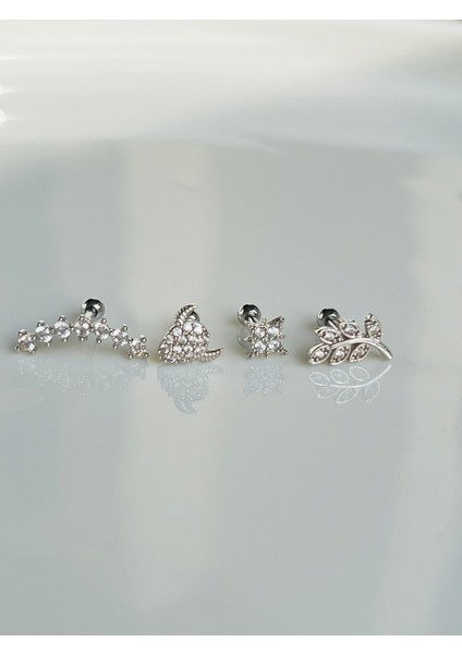 Çelik Kıkırdak Helix Tragus Piercing (4 Adet )