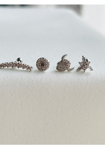 Çelik Kıkırdak Helix Tragus Piercing (4 Adet )
