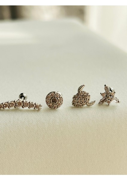 Çelik Kıkırdak Helix Tragus Piercing (4 Adet )